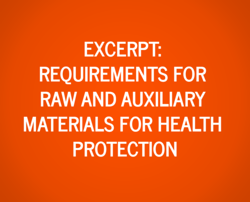 Extract from the requirements for raw and auxiliary materials for health protection principle